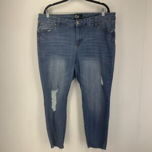 Body Sculpt Womens 20 Mid Rise Ankle Skinny Distressed Ripped Stretch Frayed Hem
